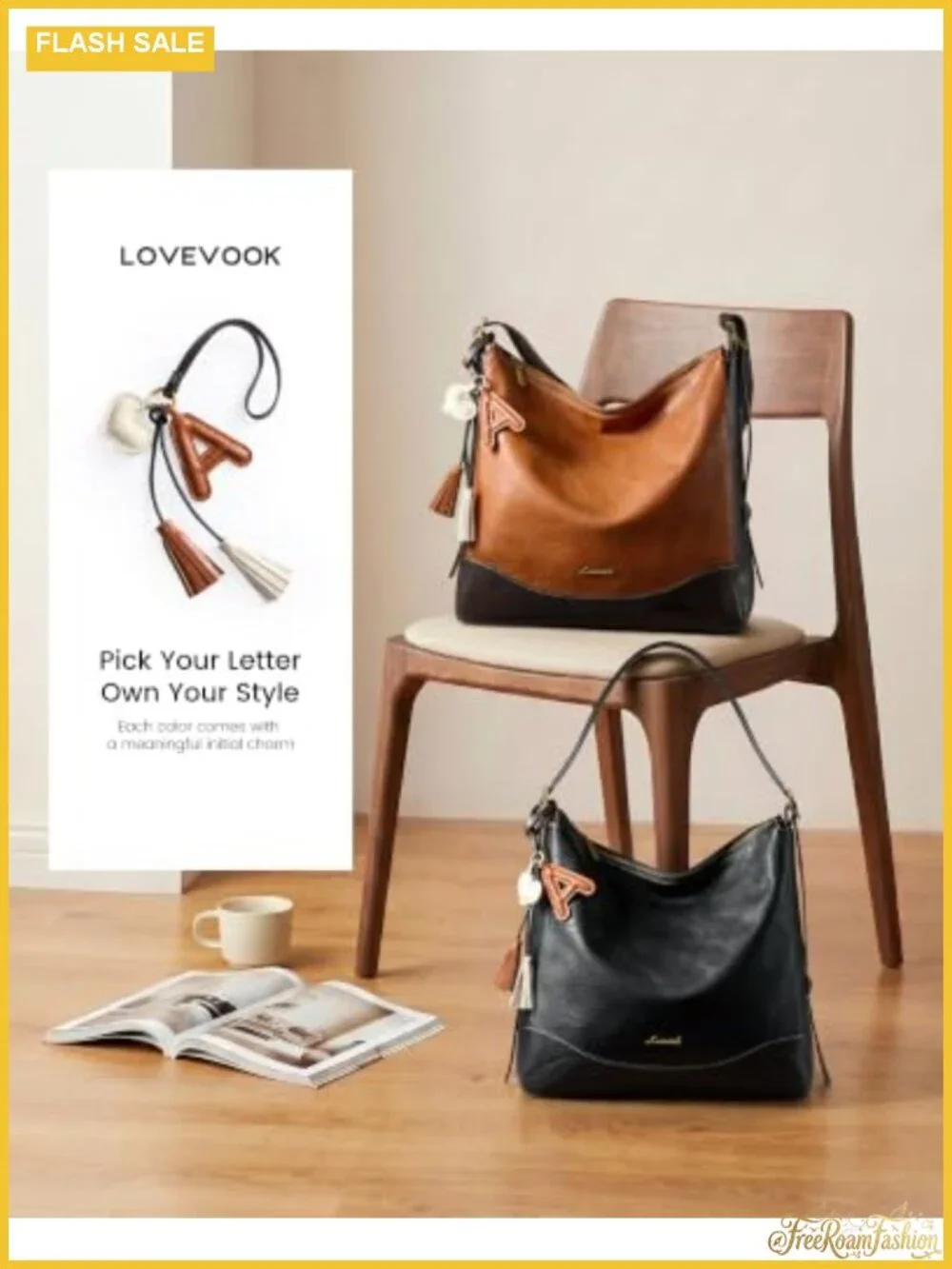LOVEVOOK Hobo Bag Women Crossbody Vegan Leather Shoulder Handbag with Initial